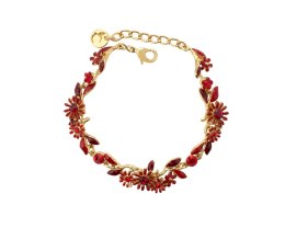 Colibra Bransoletka delikatne, czerwone kwiatuszki z kryształkami z kolekcji Blossom (B8155AU/CZ)