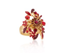 Colibra Pierścionek czerwone kwiatuszki z kolekcji Blossom (R8721AU/CZ)