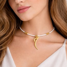 Colibra Biały kauczukowy choker z zawieszką (C25/JES/205AU)